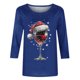 thumbnail image 3 of Puntoco Camiseta de mujer con cuello redondo, manga 3/4 y estampado navideño, jersey de cuello redondo, camiseta de manga larga con cuello redondo, 3 of 3