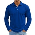 thumbnail image 3 of gzxflxpge Men's Long Sleeve Polo Shirts Casual Quick Dry Lapel 3-Button Golf Tshirts Fashion Oversized Pure Color Tops for Athletic Royal Blue 3XL, 3 of 8