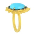 thumbnail image 3 of KIRAN FINE JEWEL Pear Blue Turquoise CZ Diamond Cocktail Band Ring Yellow Gold Plated 925 Silver Wedding Gemstone Statement Jewelry Gift For Her, 3 of 5
