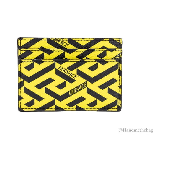 Versace La Greca Pineapple Signature Coated Canvas Card Case