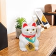 thumbnail image 3 of Yajisi 2 Inch Chinese Lucky Cat Fortune Decoration Waving Arm Solar Powered Figurine for Home Office Car Desk Ornament, White, Sit Up Straight, 3 of 5