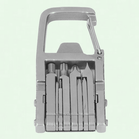 12-in-1 Keychain Multitool Stainless Steel Outdoor Pocket Tool with Screwdriver Bit Bottle Opener Cell Phone Holder Ruler