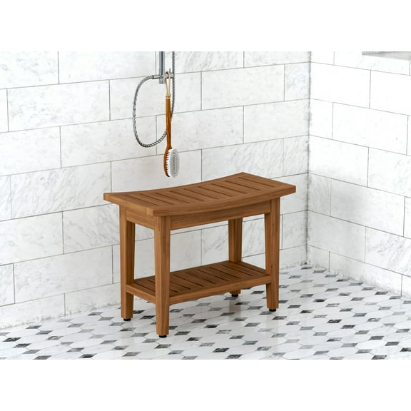 Patented 24" Malukuâ„¢ Teak Shower Bench with Shelf