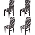 thumbnail image 1 of Dining Chair Cover Set Stretch Spandex Short Dining Chair Protective Cover Removable Chair Protector Seat Covers for Dining Room Wedding Banquet Party (White+Black, 4 Pack), 1 of 8