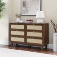 thumbnail image 2 of Al Fresco 6 Drawer Dresser, Modern Storage Wide Chest of Drawers, 3 Layer Storage Organization Unit for Bedroom Living Room Entryway, Natural Walnut, 2 of 7