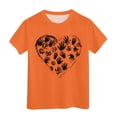 thumbnail image 5 of Sgkm Teen Girl Shirts Kids Print Short Sleeve Tee Crewneck Plus Size Shirts Basic Top for Summer Orange 3-4 Years, 5 of 6