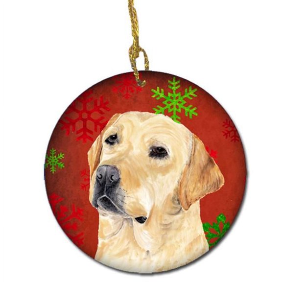 Labrador Red Snowflakes Holiday Christmas Ceramic Ornament
