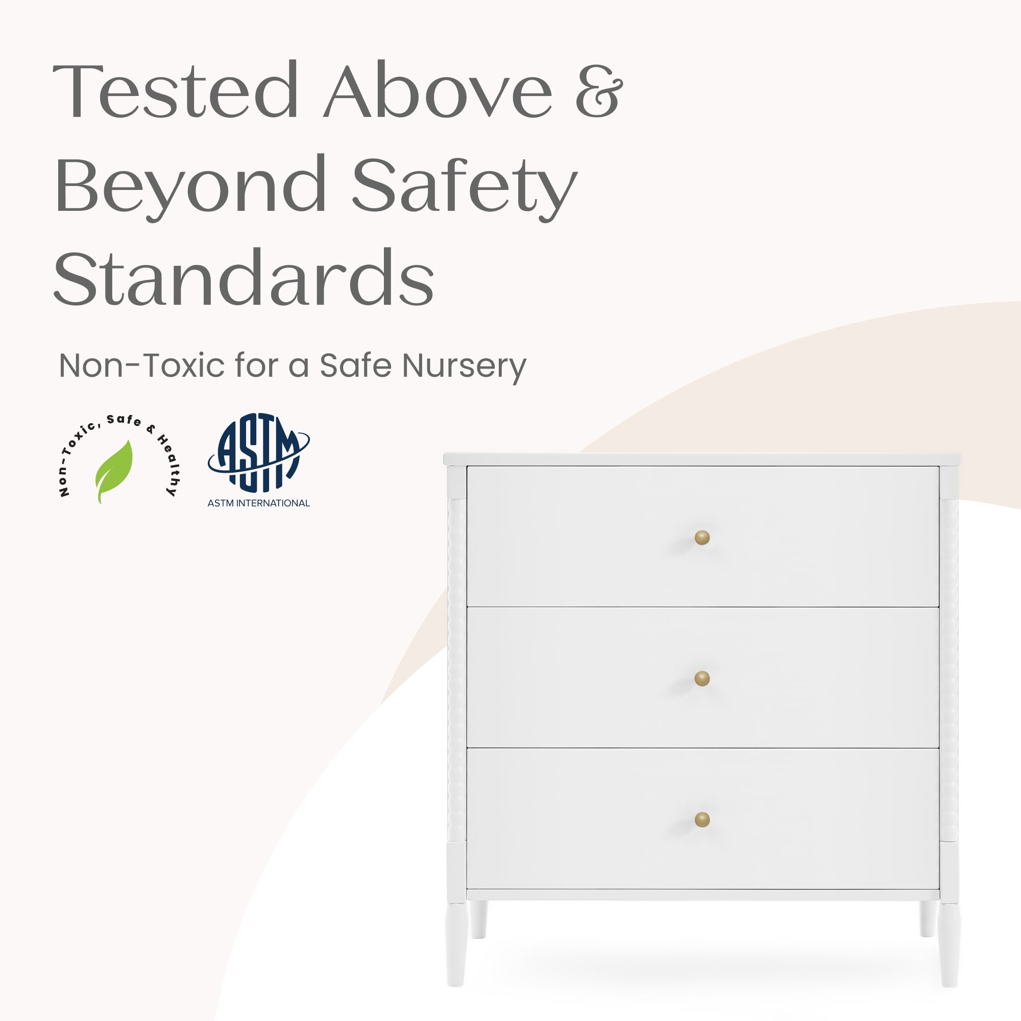 Delta Children Lily 3 Drawer Dresser with Interlocking Drawers, Bianca White
