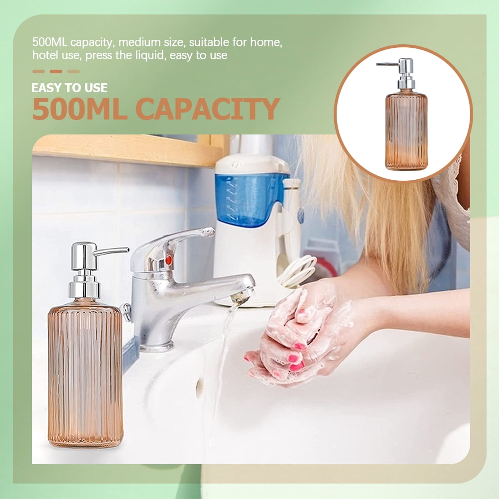 3 Pcs 500ml Push-type Dispenser Bottle Soap Lotion Glass Shampoo Shower Gel Bathroom Body Wash Pump Refillable