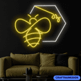 thumbnail image 2 of Craftnamesign Bee Honeycomb Neon Sign, Bee Wall Art, Bee Hive Decor, 2 of 4