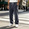 thumbnail image 2 of Hearthz Corduroy Wide Leg Men Pant Workout Running Men's Quick Dry Work Pants Elastic Waist Drawstring Mens Jogger Pants with Pockets Dark Gray M, 2 of 6