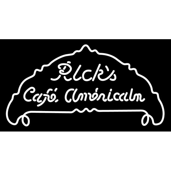 Ricks Cafe Americain LED Neon Sign 20 x 37 - inches, Black Square Cut Acrylic Backing, with Dimmer - Bright and Premium built indoor LED Neon Sign for restaurant window and interior decor.