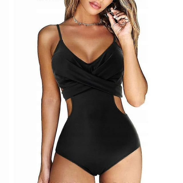 One Piece Swimsuit For Women Slim Fit Belly Swimsuit Solid Color Elegant Ladies Bathing Suit
