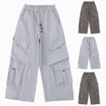 thumbnail image 2 of HFHAPW Boys Baggy Cargo Pants Casual Loose Fit Parachute Pant Fashion Harem Joggers with Pockets(Light Gray,13-14Y), 2 of 9