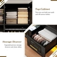 thumbnail image 4 of ChVans 3 Door Armoire Wardrobe Closet with Top Cabinet and Mirror, 94.5'' LED Wardrobe Armoire with 3 Drawers, Hanging Rod & Multi-Layer Shelves for Bedroom, Black, 4 of 8