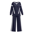 thumbnail image 4 of Hilenly Tracksuits for Women Set Two Piece Outfits Long Sleeve Color Block Crewneck Sweatsuit Fall Trendy Lounge Set, 4 of 8