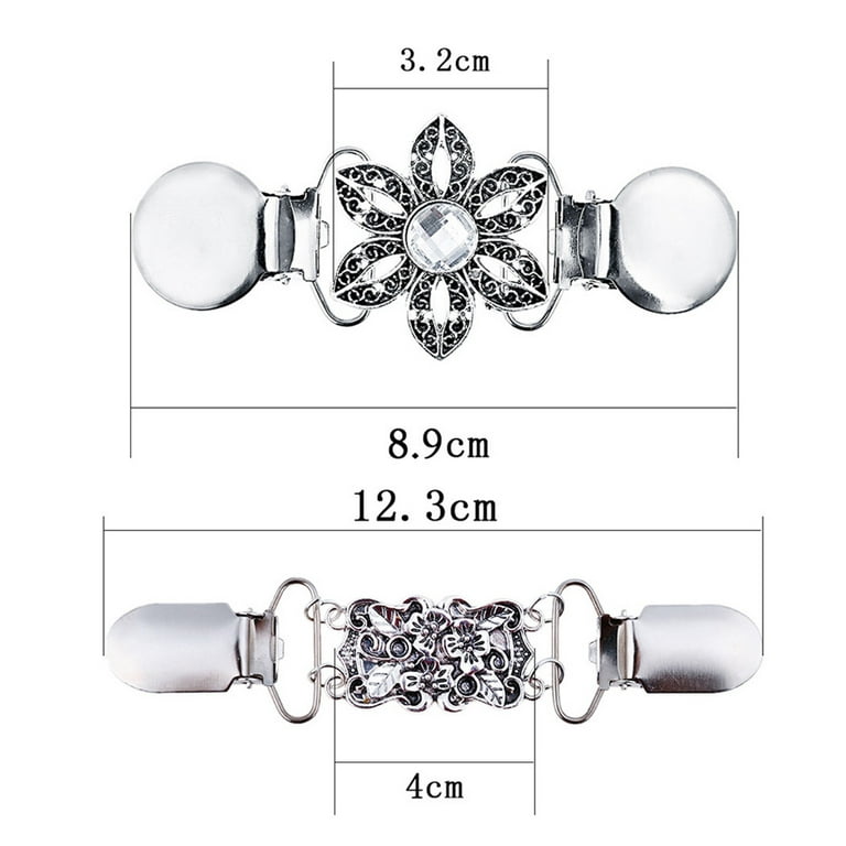 Alloy Pearls Women Sweater Clip Cardigan Link Buckle Collar Clip