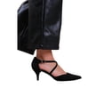 thumbnail image 3 of Where's That From Womens Kennedi Suede Crossover Strap Wide Kitten Heel Shoes, 3 of 3
