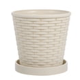 thumbnail image 1 of Miangastore 1pc Durable Plastic Flower Pot Imitation Bamboo Woven Flowerpot for Home, 1 of 8
