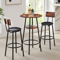 thumbnail image 2 of ENYOPRO Industrial 3-Piece Bar Table Set with 2 PU Cushion Chairs, Metal Frame & Wooden Top, Counter Height Kitchen Island Set –Brown, 2 of 10