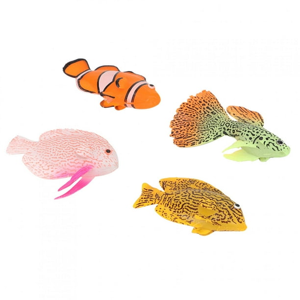 Filfeel Fake Fish Aquarium Fish Tank Luminous Silicone Artificial Various  Shapes Fish Landscape Ornament Decoration 4PCS