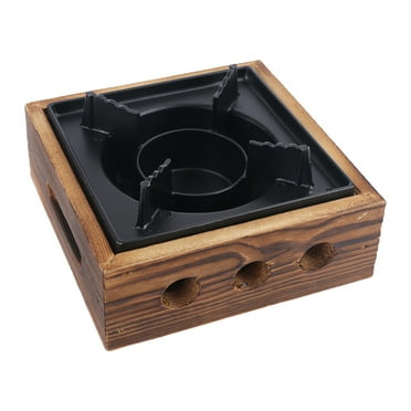 Misright Hot Pot Japanese Hanging Stove Cooking Pot Base Wood & Cast Iron Material
