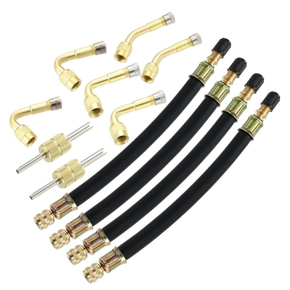 12pcs Tire Valve Stem Extension W/ 4 Dual Extender Pipe 7.1" 6 Valve Stem Extension Adaptor 45 90 135 Degree for Car