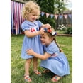 thumbnail image 4 of BemeyourBBs Toddler Baby Girls 4th of July Dress Smocked Outfit Patriot Independent Day Clothes American Flag Letter Embroidery Doll Collar Short Sleeve A-Line Dress Toddler Baby Girl Summer Dress, 4 of 9