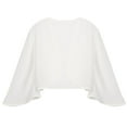 thumbnail image 3 of renvena Women's Elegant Bolero Shawl Shrugs 3/4 Sleeve Chiffon Open Front Cardigan Cover Ups Size -3XL Ivory 3XL, 3 of 7