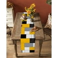 thumbnail image 5 of ERUNPONLY Yellow Grey Table Runner - 90 Inch Long Modern Yellow Geometric Cotton and Linen Blended Dress Scarves Farmhouse Table Runner for Kitchen Dining, Coffee Table, 13" x 90", 5 of 8
