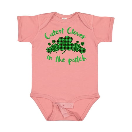 

Inktastic St. Patrick s Day Cutest Clover in the Patch in Plaid Gift Baby Boy or Baby Girl Bodysuit