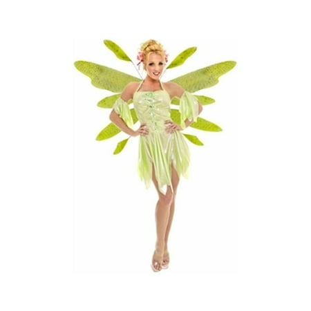 Adult Green Nymph Fairy Dress Costume w/ Wings