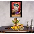 thumbnail image 3 of IBA Indianbeautifulart Makhan Chor Baby Krishna Picture Frame Religious Poster Black Wall Frame Deity Photo Frame Wall Decor&nbsp;For Home/ Office/ Temple-6 x 8 Inches, 3 of 7