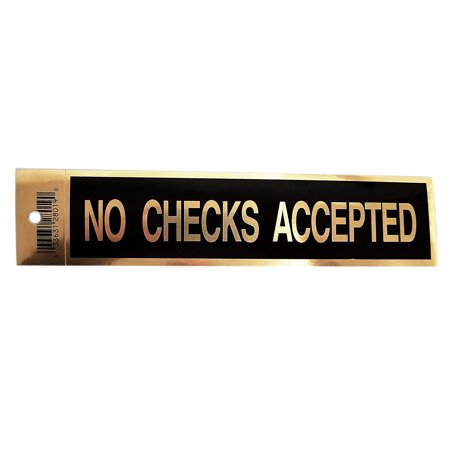 Elegant "NO CHECKS ACCEPTED" Sticker Sign, Brushed Gold Aluminum ...