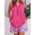 thumbnail image 4 of Jaimenalin Women'S Two Piece Short Sets Casual Oversized V Neck Shirts Shorts Outdoor Vacation Travel Outfit Flower Color 3 XL, 4 of 5