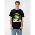 thumbnail image 1 of Kawaii Frog Eating Ramen T-Shirt – Cute Neko Japanese Noodles Anime Lovers Graphic for Men, Black Cotton Shirt Tee For Adult, Men, Women, Teen, Teenager, Adolescent, Youth, 1 of 6