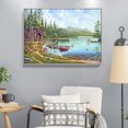 thumbnail image 4 of Cuadros Decorativos Diamante 5D Taladro Casa de madera junto al lago Pintura de bricolaje Cuadro completo Kit redondo Artesanía DQrwqpou Nuevos Originales, 4 of 9
