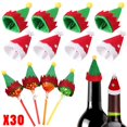 thumbnail image 2 of 30/1 Uds Mini gorros de Papá Noel cubiertas navideñas para botellas de vino piruleta sombrero de caramelo regalos de Navidad para niños decoraciones para cenas y fiestas navideñas, 2 of 4