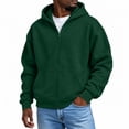 thumbnail image 2 of Hearthz Zip Hoodies for Men Dark Green Long Sleeve Drop Shoulder Sweatshirt for Men Oversized Y2k Trendy Streetwear Zipper Men's Sweatshirts Hoodies, 2 of 6