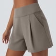 thumbnail image 7 of Womens Dress Shorts Pull on High Waisted Trouser Summer Business Womens Dressy Casual Pleated Wide Leg Ladies Shorts Coffee 2XL, 7 of 7