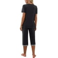 thumbnail image 5 of Womens Summer Pajamas Set Short Sleeve V Neck T-shirt Top with Capri Pants Casual Sleepwear Pjs Loungewear Sets, 5 of 6