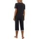 thumbnail image 5 of Conjunto de pijama de mujer Lucakuins, camiseta de manga corta con cuello en V y pantalones capri, ropa de dormir, trajes de salón de Color contrastante/floral/leopardo Lucakuins moda, 5 of 6