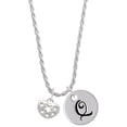 thumbnail image 1 of Delight Jewelry Silvertone Small Heart with Cut Out Stars Silvertone Script Initial Disc - Q - Charm Necklace, 20"+3", 1 of 4