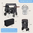 thumbnail image 3 of Babyjoy Wagon Stroller, Foldable 4-Seater Push-Pull Toddler Stroller with Removable Canopy Gray, 3 of 10