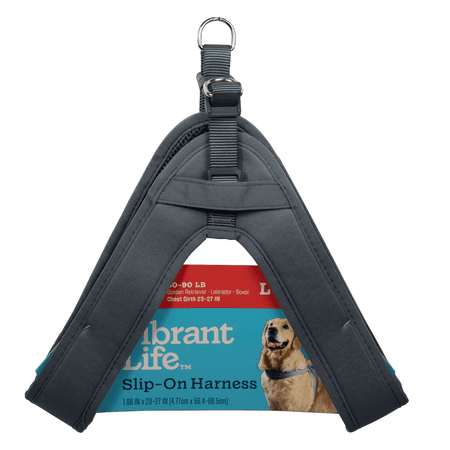 Vibrant Life Cushion Adjustable Slip-On Dog Harness Gray L