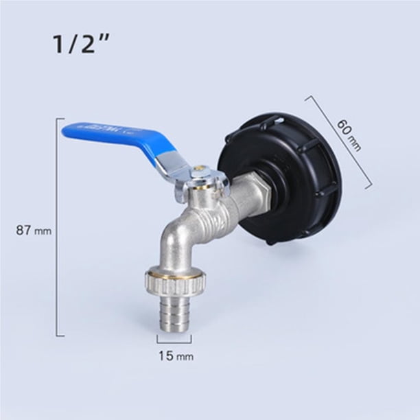 Kenally Conector de tanque de combustible IBC, grifo de 1/2 , adaptador de grifo de conector doble para tanque de agua de jardín doméstico Herramientas y ferretería Kenally TO003234-00