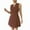 Brown, variant on JIUKE Dresses for Women Sleeveless Office Mini Dress Crewneck Keyhole Pleated Dressy Business Casual Dresses