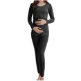 thumbnail image 2 of Joau Women's Maternity Nursing Pajama Set Double Layer Long Sleeve Soft Sleepwear Hospital Labor Delivery Pjs Breastfeeding Thermal Underwear Pregnancy Clothes, 2 of 8