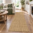Woven Texture Runner Rug 2.6'x12', Brown Tan Linen Style Rustic ...