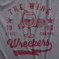thumbnail image 2 of Mens The Wine Wreckers State Champs T Shirt Funny Booze Baseball Team Tee for Guys (Dark Heather Grey - WINE) - S, 2 of 3